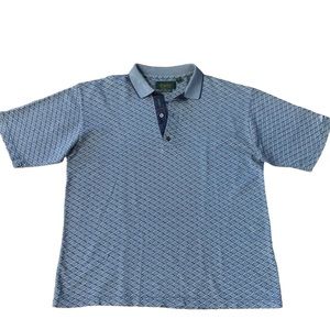 Sam Snead Men's Blue Lattice Pattern Cotton Polo Golf Shirt Size Large